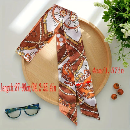 10Pcs Women’s Paisley Print Multi-Use Scarves Elegant Long Hairbands Neck Scarves & Bag Straps DIY Craft Hair Scarf Accessories
