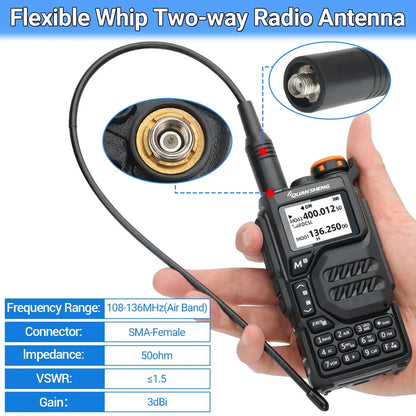 AM-771 Air Band SMA-Female Antenna 108-136MHz for Quansheng UV K5 (8) K6 Baofeng UV 5RH 21 PRO V2 UV-98 Walkie Talkie Ham Radio