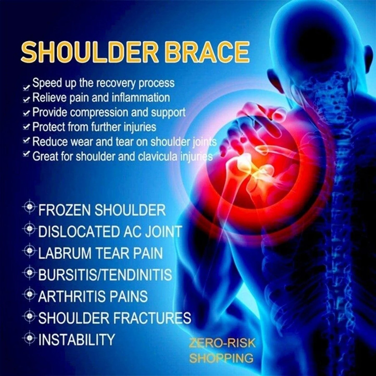 Self-heating Adjustable Single Shoulder Wrap Brace Shoulder Pain Relief Massager Brace For Rotator Cuff Cervical Shoulder Pad