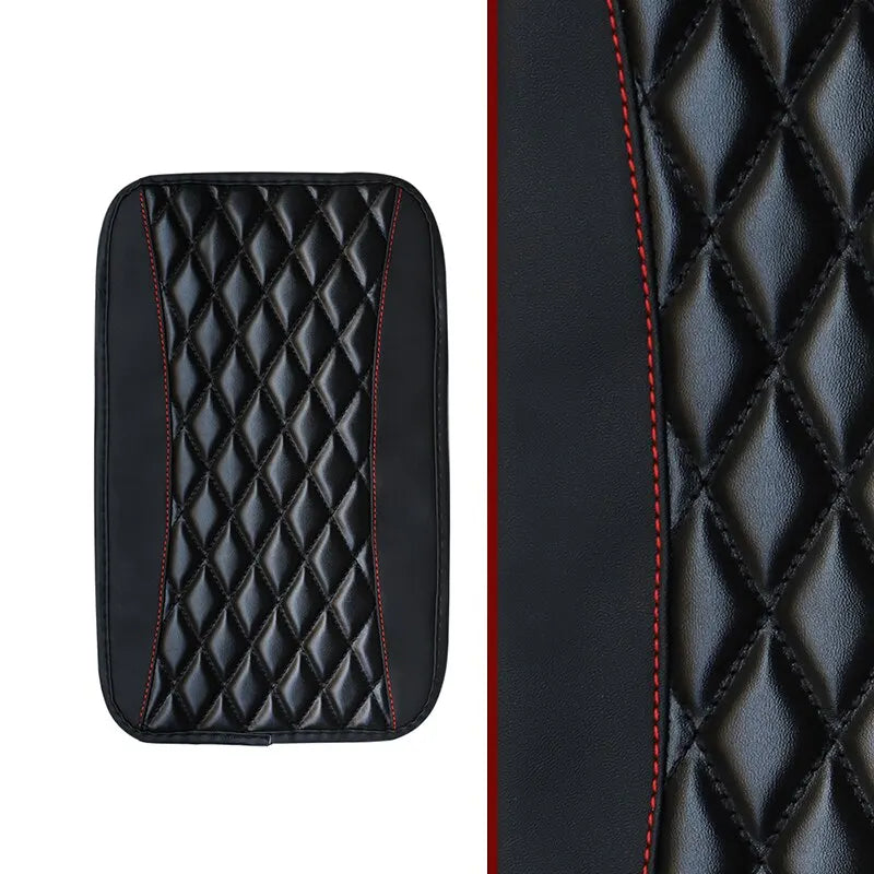 Car Armrest Cover Mat Universal PU Leather Ethnic Style Print Waterproof Non Slip Storage Box Pad Auto Styling Interior Accessor