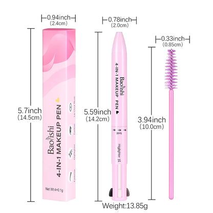 4 in 1 Multi-function Makeup Pen, Compact Travel Eyeliner, Lip Liner, Eyebrow Pencil, Highlighter Eyeshadow Pen,