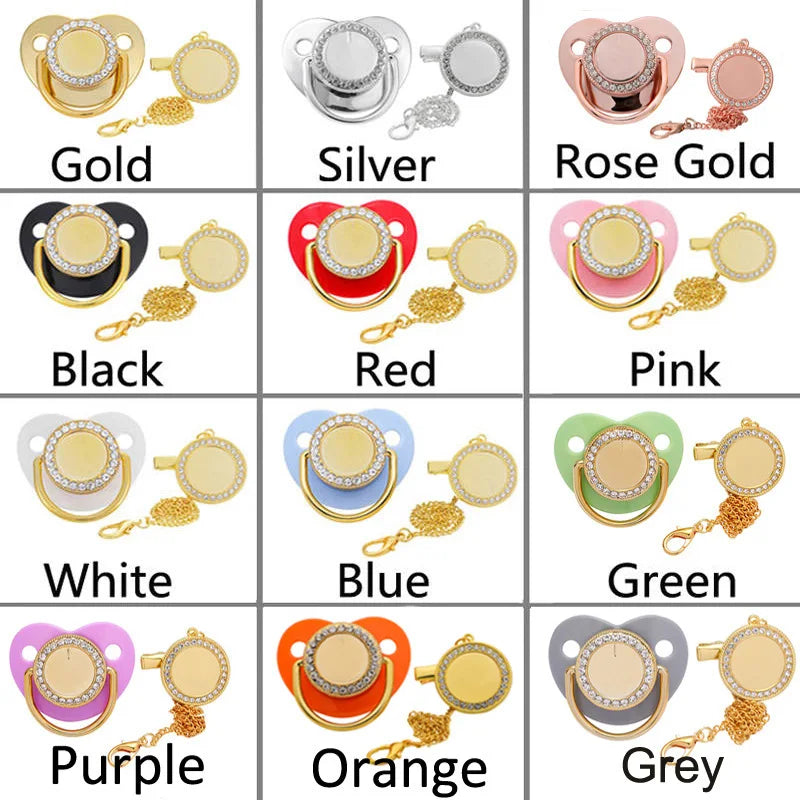 New Blank Baby Pacifier Clip Holder Set Personalized Newborn Dummy BPA Free Luxury Silicone Infant Teether Baby Soother