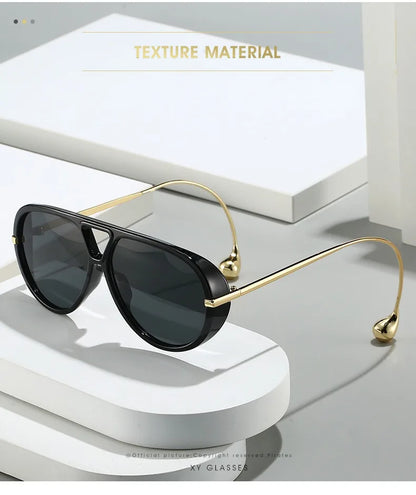 2025 European and American Fashion Sunglasses Male Pilot Double Beam Large Frame Metal New Sunglasses Female