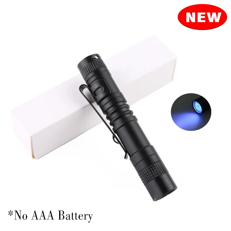 1/2PCS UV Flashlight 395nm Ultraviolet Torch With Pen Clip Portable Use AAA Batteries Light Pet Urine Scorpion Detector UV Lamp
