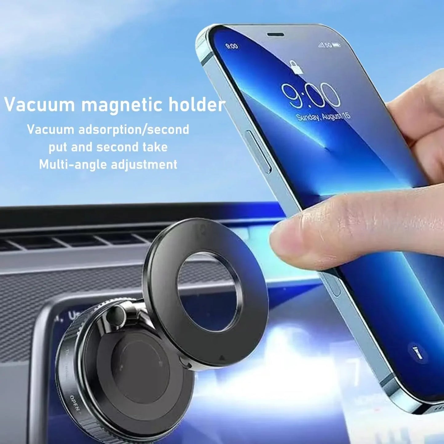 360° Rotating Vacuum Magnetic Car Phone Holder New Model Dashboard Glass Mount Multi-Scenario Automotive Navigation Stand