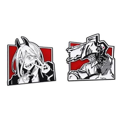 Chainsaw Man Metal Badge Japanese Anime Power Enamel Pin Brooch Cute Girl Cartoon Lapel Pins Emblem Fashion Jewelry Accessories