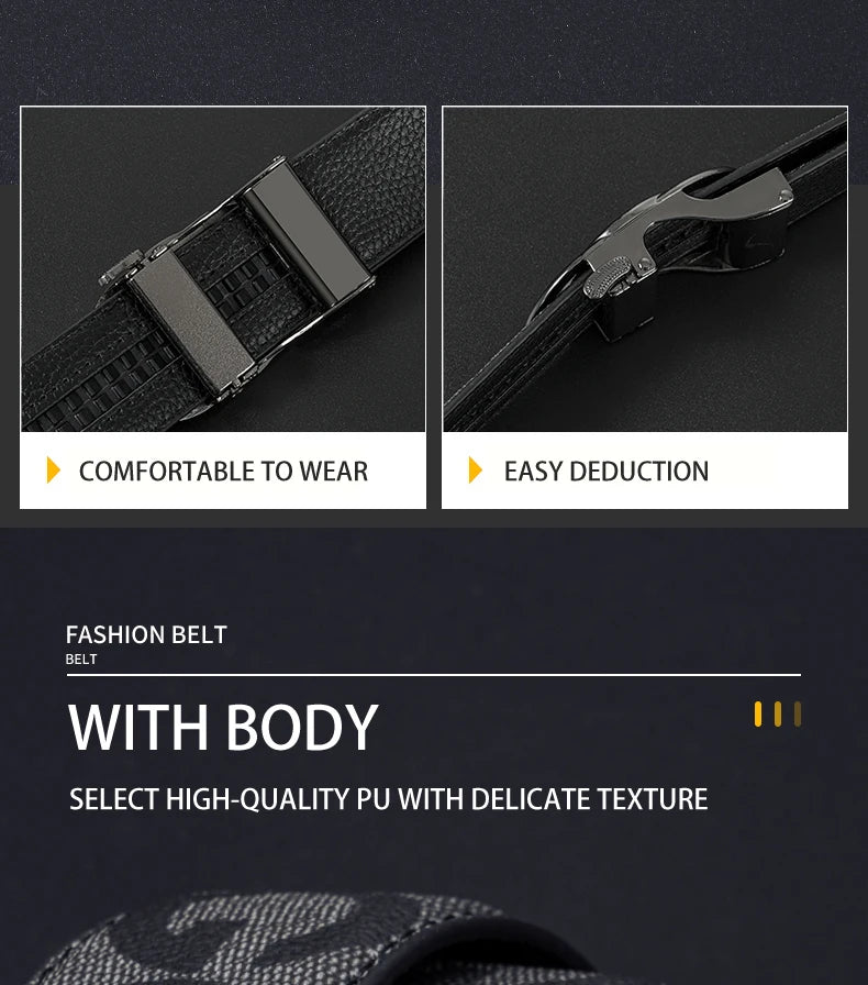 High Quality 3.4cm Leather Business Men High-Quality Designer Male Buckle Strap Jeans Accessory