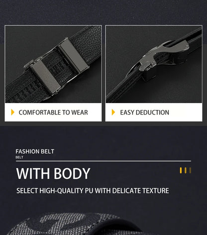 High Quality 3.4cm Leather Business Men High-Quality Designer Male Buckle Strap Jeans Accessory