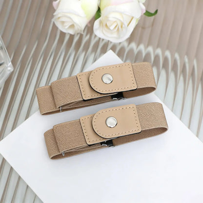 1 Pair No Buckle Elastic Belt Stretchable Adjustable Waistband for Women Men Jeans Pants Trousers Dresses Casual Fashion Wear
