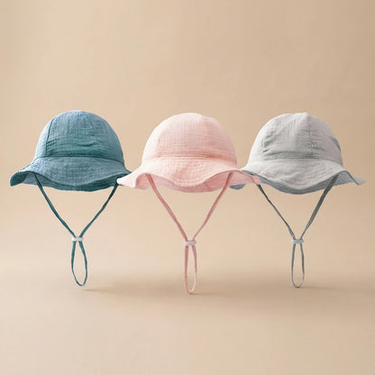 INS Baby Pure Cotton Basin Hat Sun-Protective Breathable Baby Fisherman Hat Solid Color Children's Sun Hat
