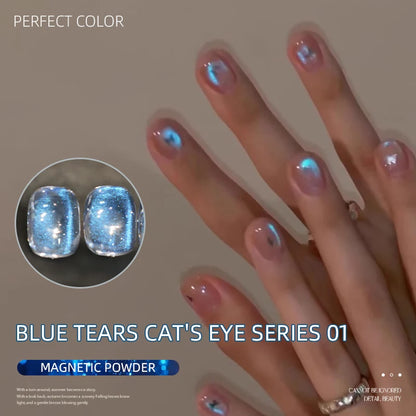 PERPECT COLOR Blue Tears Cat Eye Series, 3 Colors 1pc/3g Unique Blue Color And Magnetic Powder, Gives A Dreamy, Romantic Feeling