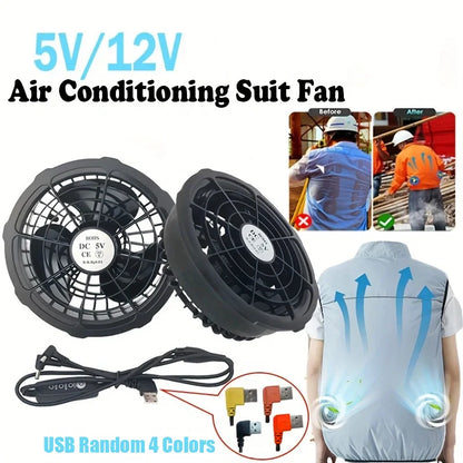 5/12V Cooling Fan Fo Air Conditioner Vest Air Conditioning Clothing Wearable 5V Cool Fan for High Temperature Work Fishing Vest