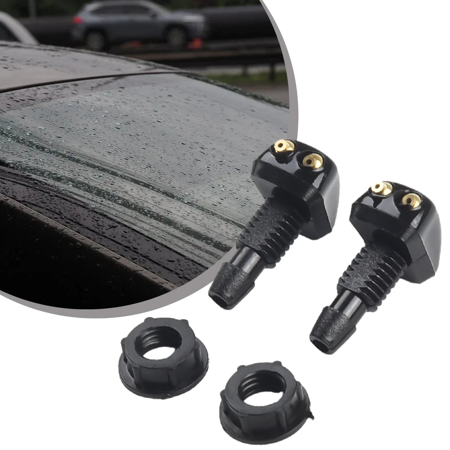 Sale 2Pcs Car Windshield Wiper Washer Spray Nozzle Fits Most Car Models Car Dual Holes Windshield Washer Nozzle Water Spray