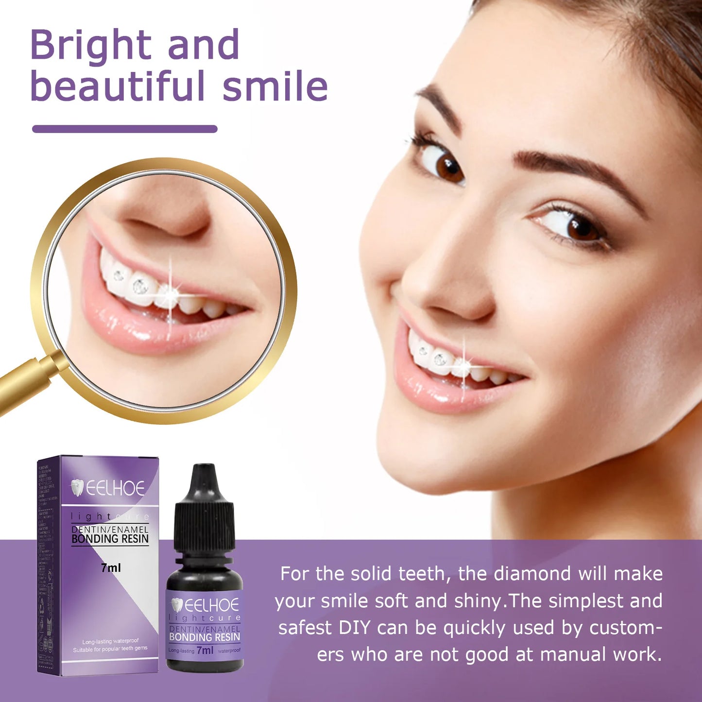 EELHOE Dental Tooth Gems Glue for Diamond Mosaic Anti-Drop Crystals Jewelry Teeth Decoration Orthodontic Glue Teeth Gems Glue