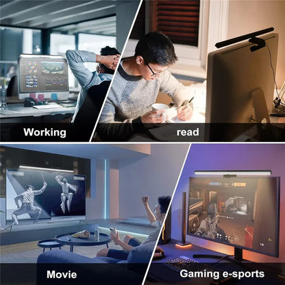 Eye-Care Desk Lamp 33cm 50cm LED Computer PC Monitor Screen Light Bar Stepless Dimming Reading USB Powered Hanging Table Lamps