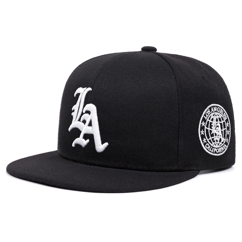2025 New Los Ange Earth Letter Embroidered Cotton Flat Edge Hat Women Simple Baseball Hat Sunshade Hat Men's Outdoor HipHop Hat