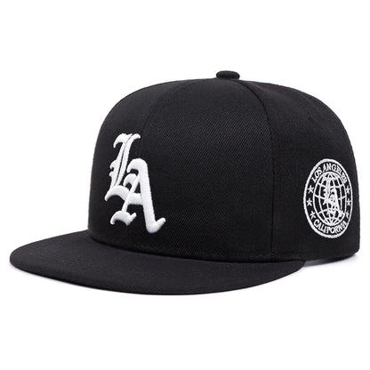 2025 New Los Ange Earth Letter Embroidered Cotton Flat Edge Hat Women Simple Baseball Hat Sunshade Hat Men's Outdoor HipHop Hat