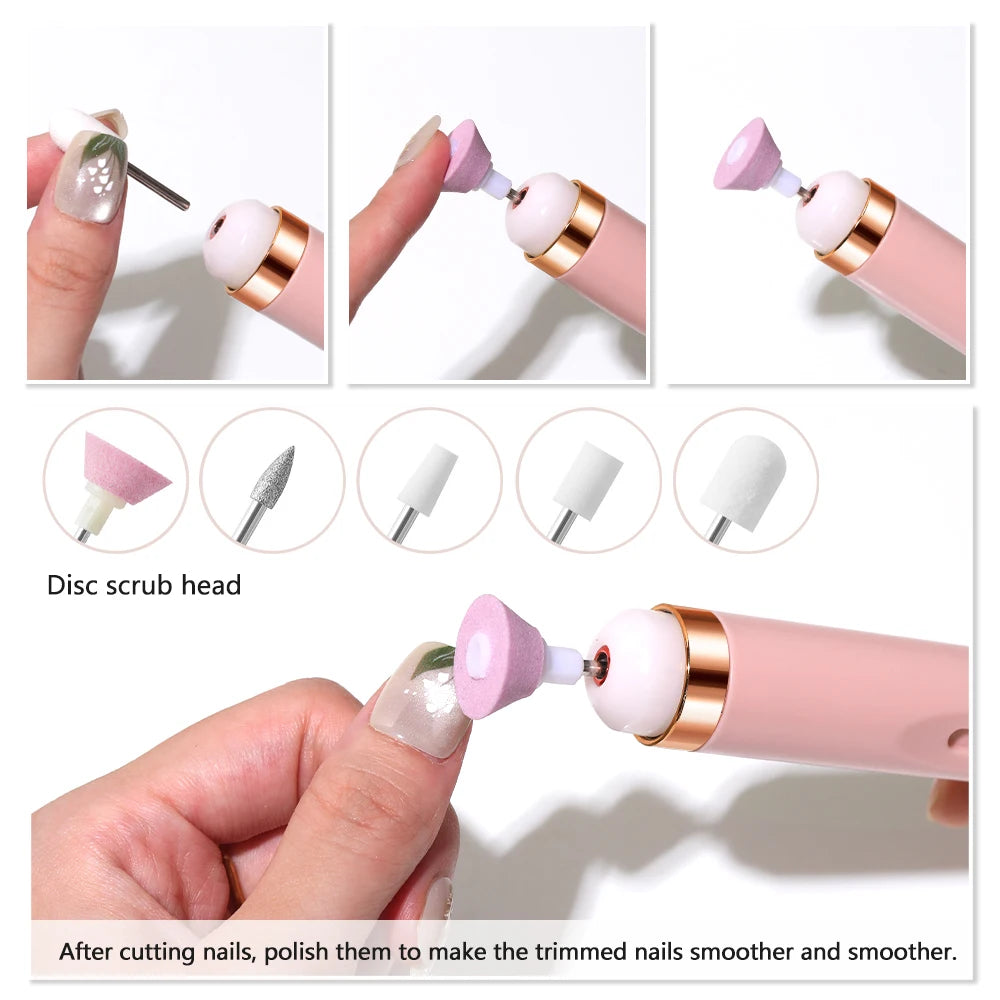 LINMANDA Portable Electric Nail File Nail Set with 4 Speeds Cuticle Trimmer Battery Operated Manicure and Pedicure Tools