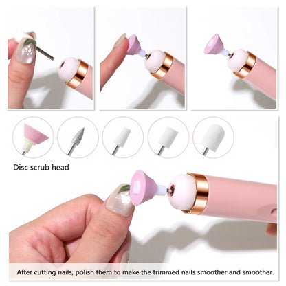 LINMANDA Portable Electric Nail File Nail Set with 4 Speeds Cuticle Trimmer Battery Operated Manicure and Pedicure Tools