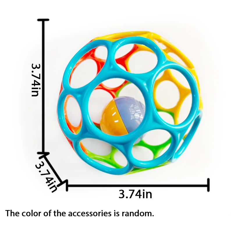 6-in-1 BPA-Free Baby Sensory Rattle Ball - Soft Textured Grasping Toy with Gentle Sound & Spin Rings | Montessori Learning Toy f