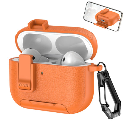 New Earphone Cover For AirPods Pro 3 3rd Generation Protective Case With Secure Lock Invisible Phone Stand Leather Texture Cover