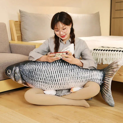 3D Simulated Grass Carp Plush Pillow Realistic Carp Doll 40 cm/60 cm Size Optional Sofa Cushion Bedroom Living Room Decoration