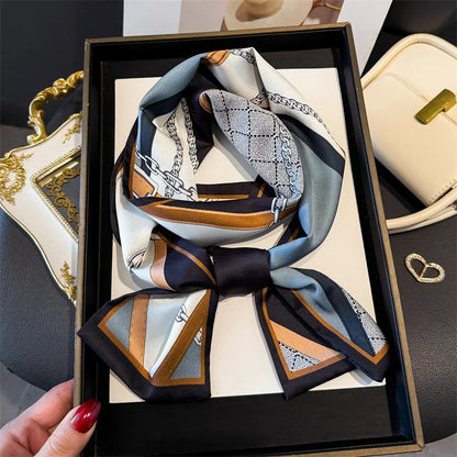 Fashion Skinny Silk Scarf for Women Letter Hair Ribbons Headbands Bandana Female Bag Wrist Wrap Neckerchief Foulard Neck Ties