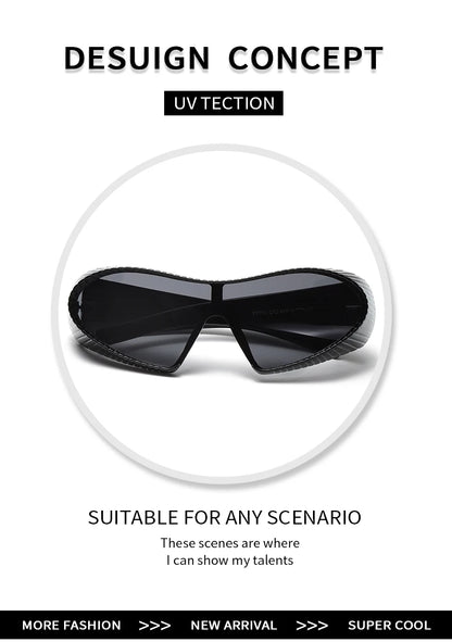 New Alien Uv Resistant Sunglasses, Punk Goggles, Futuristic Y2k Large Frame Integrated Sunglasses 7751