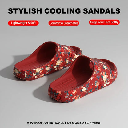 Women Men Floral Slide Sandals Plus Size Soft Slippers Thick Sole Non Slip Beach Shoes Casual Summer Indoor Outdoor Footwear