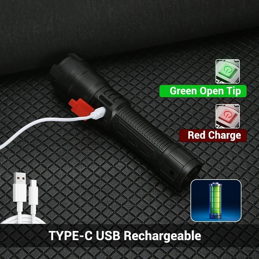 USB Rechargeable LED Flashlight Bright High Lumens,Zoomable Waterproof Torch,Portable Handheld Light for Outdoor Camping Hiking