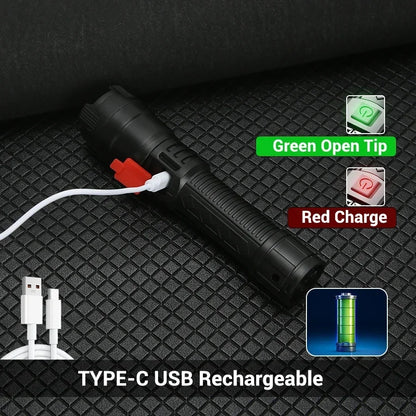 USB Rechargeable LED Flashlight Bright High Lumens,Zoomable Waterproof Torch,Portable Handheld Light for Outdoor Camping Hiking