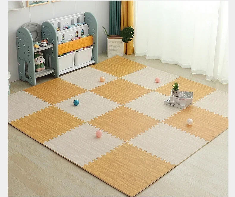 8/16Pcs Wood Baby Play Mat Floor Rug Thickened Foam Floor Children's Non-slip Crawling Pad Suitable for Living Room and Bedroom