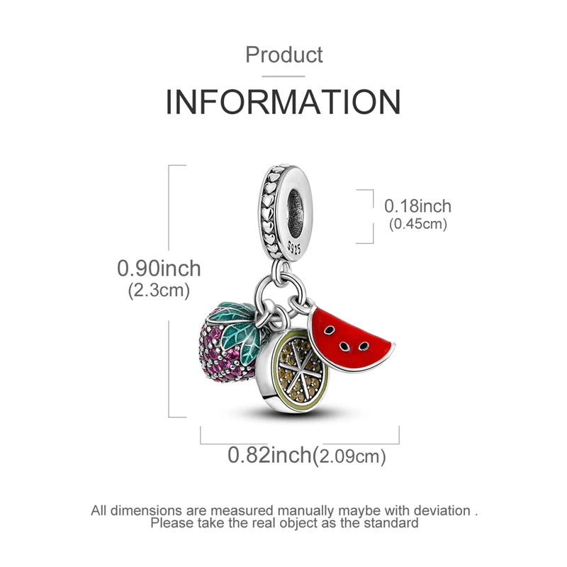 Charms Silver 925 Ladybugs and Cherry Strawberries Pendant Bead Fit 3mm Bracelet Bangle Necklace For Women Luxury Jewelry Making