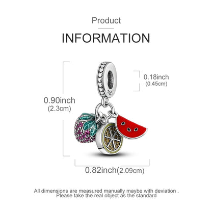Charms Silver 925 Ladybugs and Cherry Strawberries Pendant Bead Fit 3mm Bracelet Bangle Necklace For Women Luxury Jewelry Making