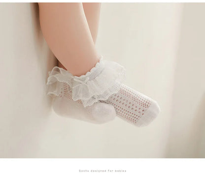 Baby Girls Socks Princess Lace Kids Socks Summer Thin Mesh  Children Cotton Socks Boneless Newborn Tube Socks For 0-8Y