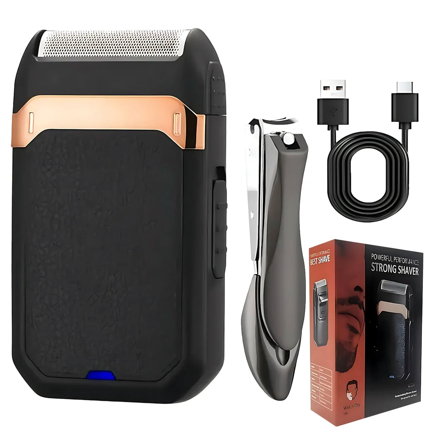 Multi functional men's rechargeable shaver, suitable for trimming hair on the head and face, high-quality gift choice.