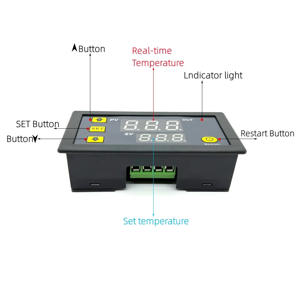 DC 12V/24V AC110-220V Probe Line 20A Digital Temperature Control LED Display Thermostat With Heat Cooling Control Instrument