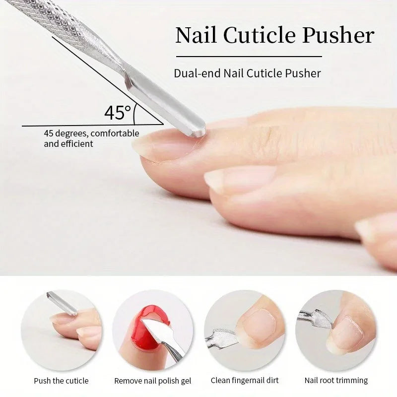 Nail Cuticle Pusher Tweezer Rainbow Cutter Nipper Clipper Dead Skin Remover Stainless Steel Manicure Nails Art Tool ManicureTool