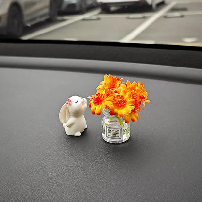 Car'S Mounted Bunny Smelling Floral Fragrance Healing Ornament Console Romantic Fantastic  Auto Center Ornaments