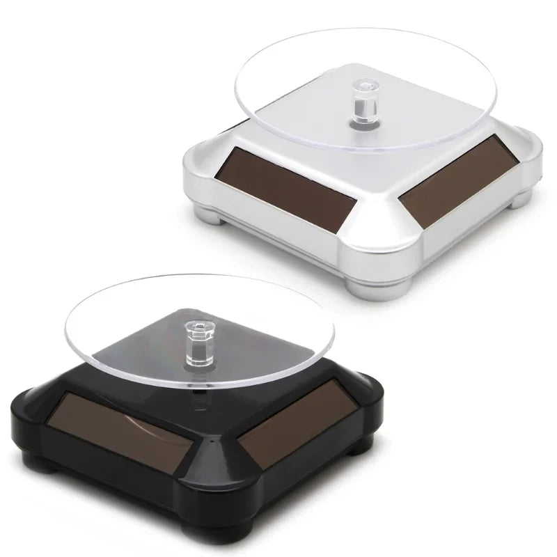 Solar Showcase 360 Automatic Rotating Turntable Jewelry Organizer Jade Ware Necklace Bracelet Watch Phone Display Stand