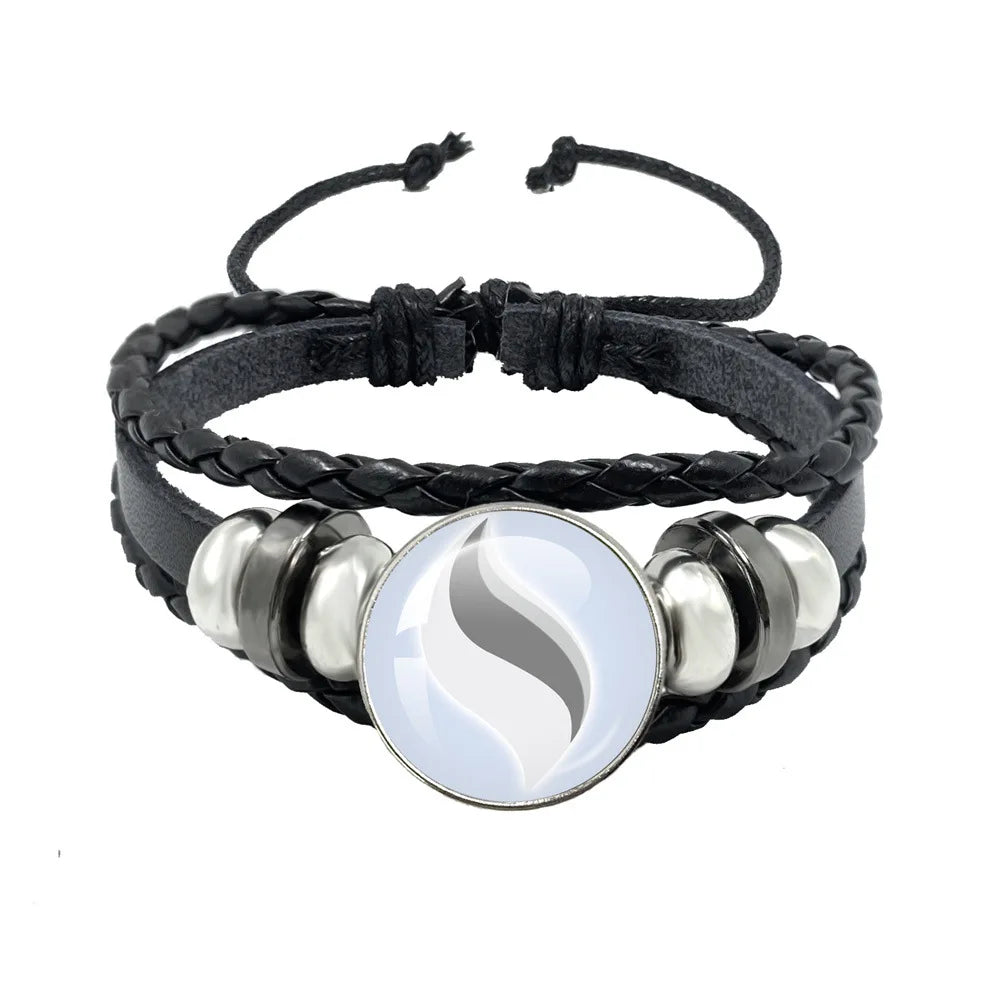 Japanese Anime Monsters Bracelet Glass Circular Pocsket Jewelry Leather Bracelet for Women and Children