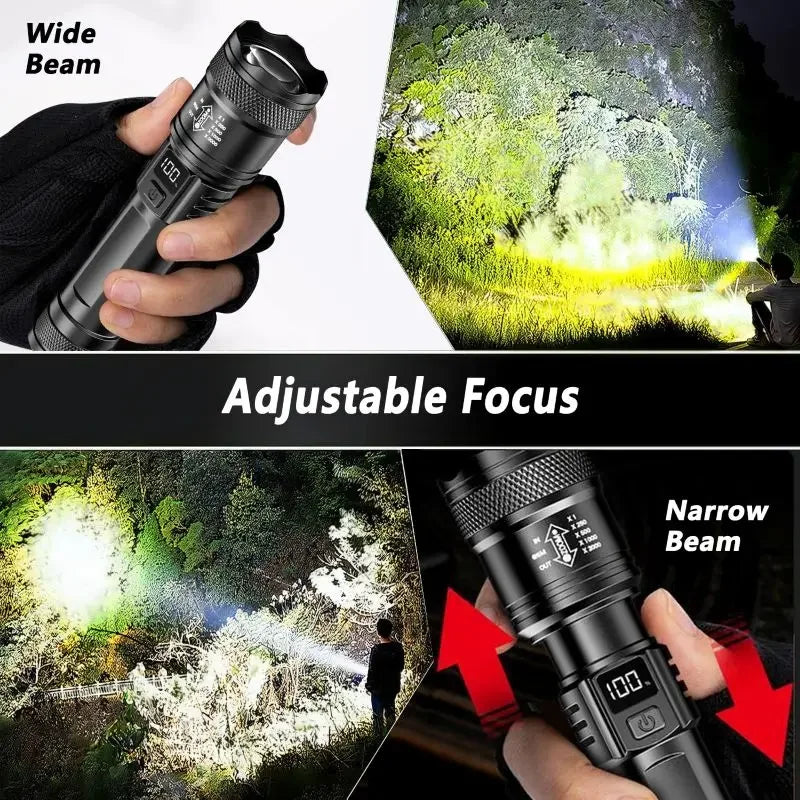 2000LM Ultra Bright P50 LED Flashlight Tactical EDC Emergency Spotlight Telescopic Zoom Handheld Torch with 14500/18650 Battery