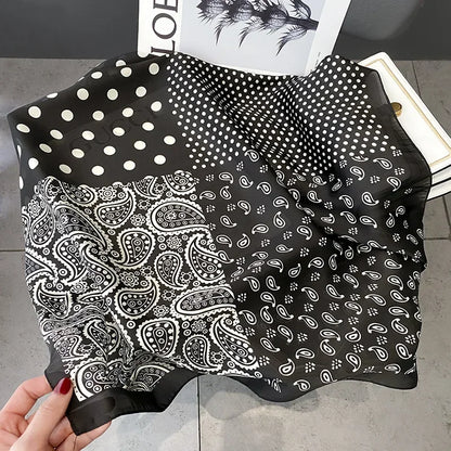2025 Satin Imitation Print Silk Scarf Square Women Neck Scarves Wrap Headkerchief Beach Hair Band Women's Bandana