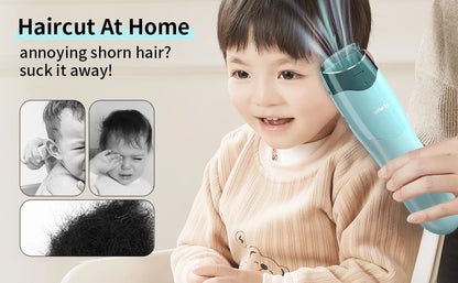 Vacuum Hair Clippers for Kids & Men Rechargeable Cordless Hair Cutting Machine with Safe Ceramic Blade Waterproof Hair Trimmers