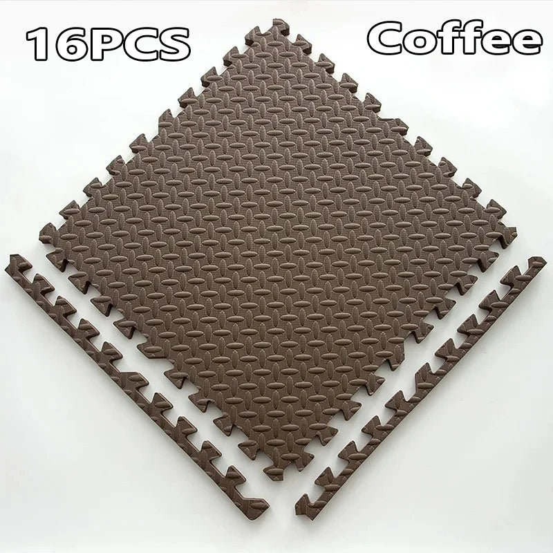 1-16PCS 30*30cm  Sports Gym Protection EVA Leaf Grain Floor Mats Yoga Fitness Non-Slip Splicing Rugs Thicken Shock Room Workout