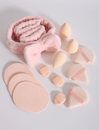 15Pcs Cosmetic Puff Makeup Sponge Blender Beauty Egg Foundation Sponges Puff Wash Face Headband Wristband Make up Accessories