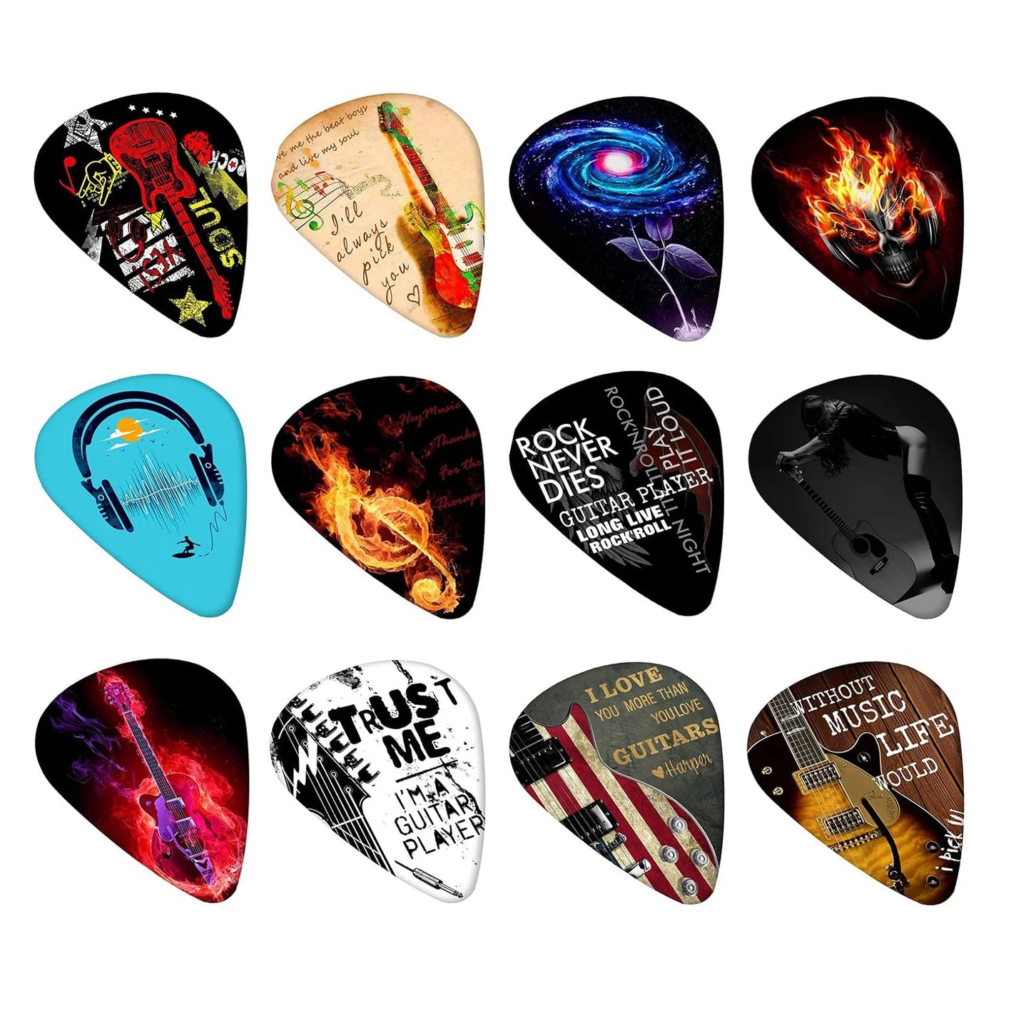 New 0.46/0.71/1.0Mm 12pcs/set Guitar Paddles Cartoon Couples Acoustic Guitar Picks Musical Instrument Accessories Pick Guitar