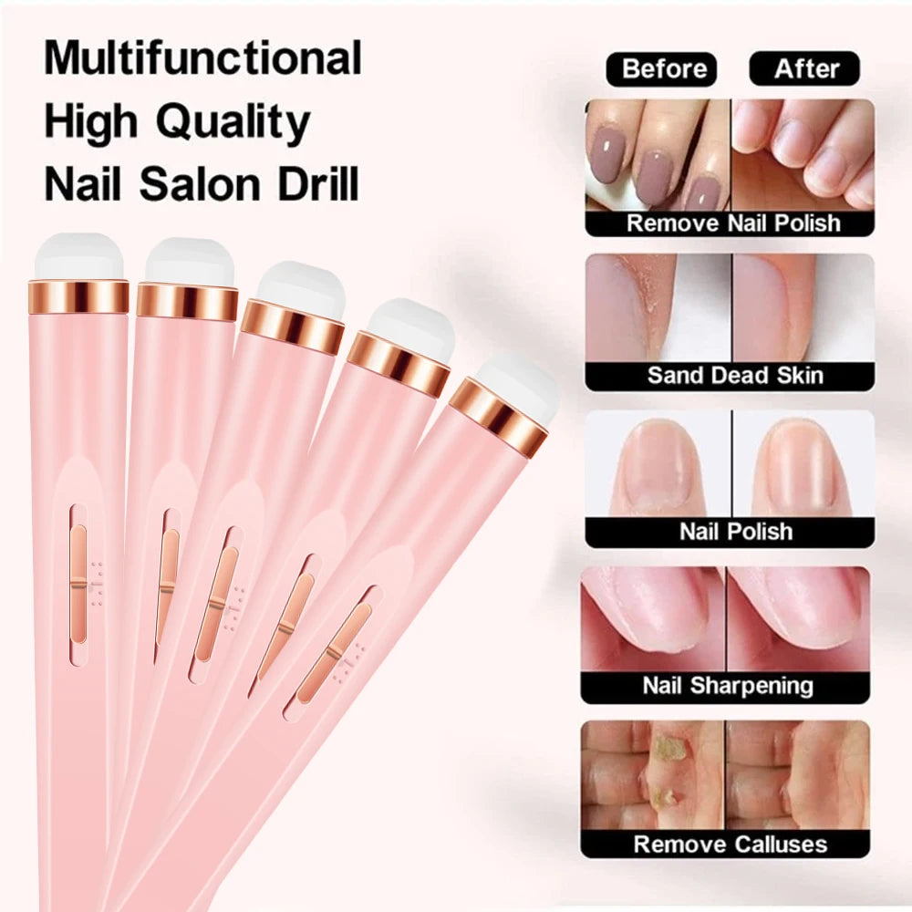 LINMANDA Portable Electric Nail File Nail Set with 4 Speeds Cuticle Trimmer Battery Operated Manicure and Pedicure Tools