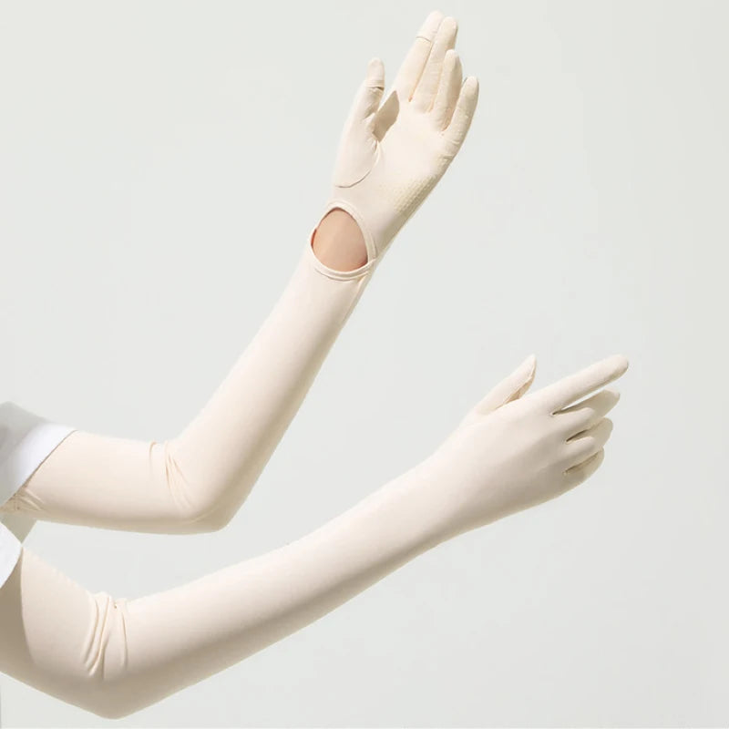 Summer Outdoor UV Protection Finger Long Gloves UPF50+Sunscreen Touchable Screen Sleeve Driving Bicycle for Outdoor Travel