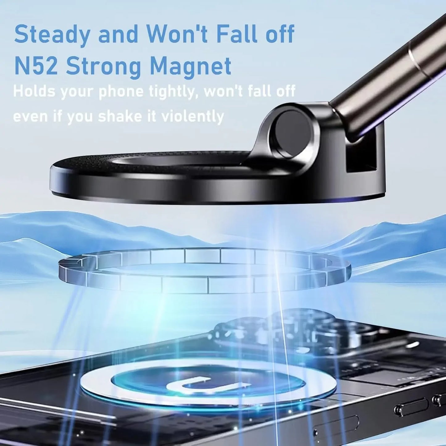 360° Rotating Vacuum Magnetic Car Phone Holder New Model Dashboard Glass Mount Multi-Scenario Automotive Navigation Stand